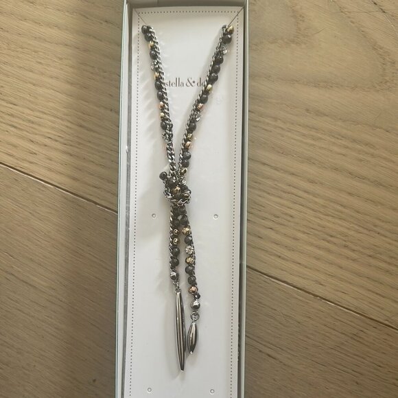 Stella & Dot Silver, Gold, Black, and Grey Lariat Necklace - NWOT. - Picture 6 of 8